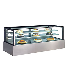 Free Standing Commercial Glass Bakery Cake Display Case Refrigerated